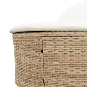 Doppel-Sonnenliege mit Auflagen Beige Poly Rattan