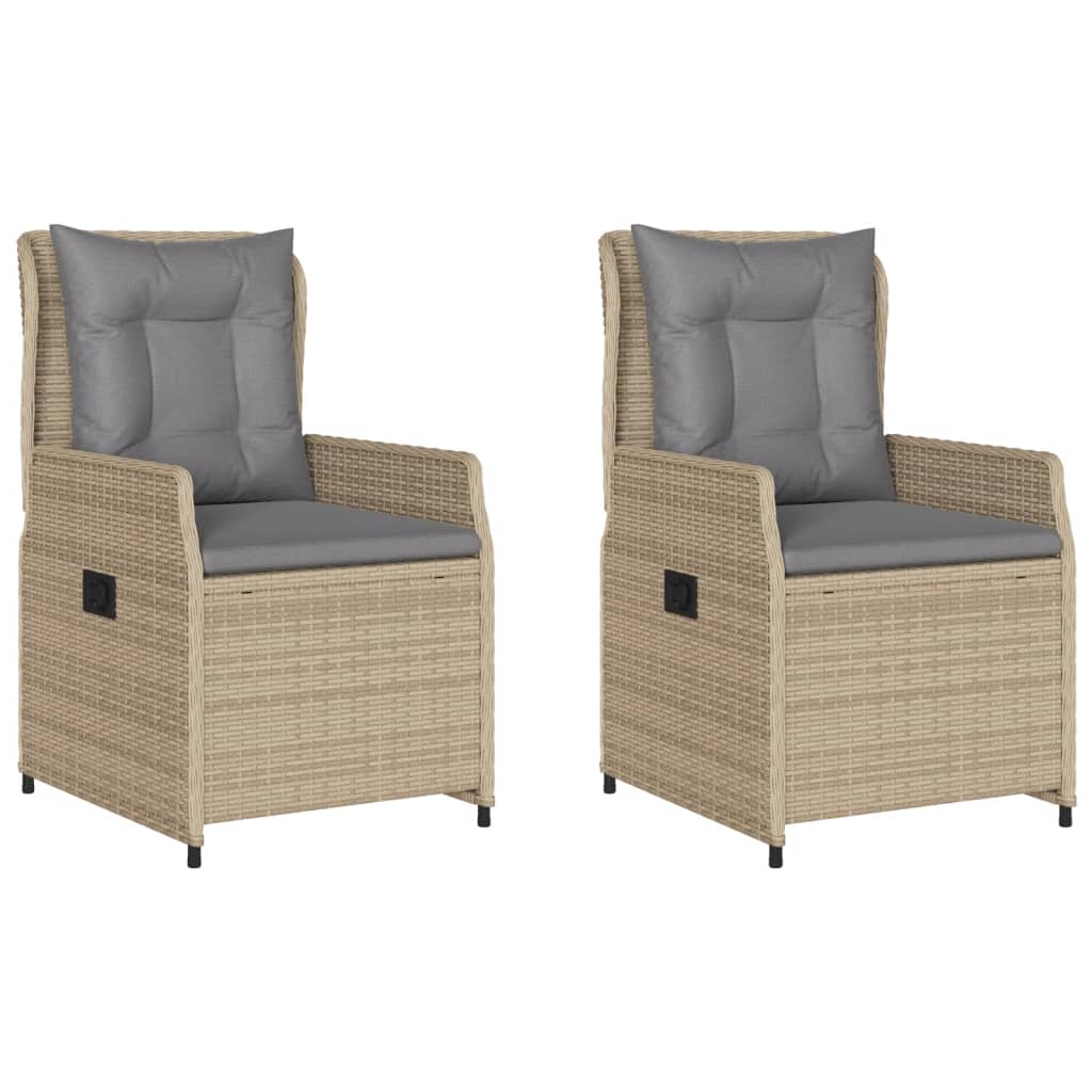 vidaXL Gartensessel 2 Stk. Verstellbar Beige Poly Rattan