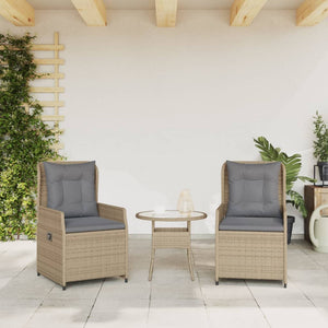 vidaXL Gartensessel 2 Stk. Verstellbar Beige Poly Rattan