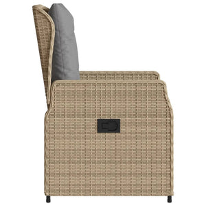 vidaXL Gartensessel 2 Stk. Verstellbar Beige Poly Rattan