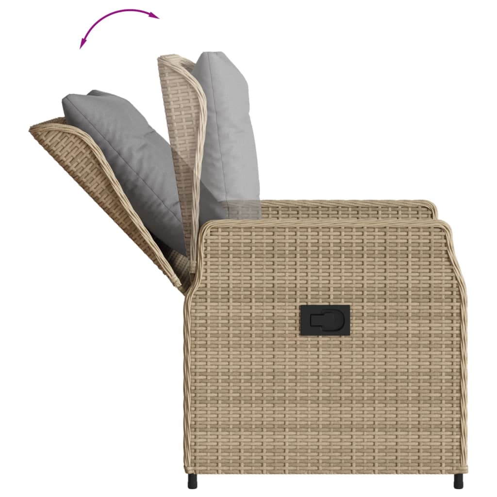 vidaXL Gartensessel 2 Stk. Verstellbar Beige Poly Rattan