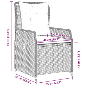 vidaXL Gartensessel 2 Stk. Verstellbar Beige Poly Rattan