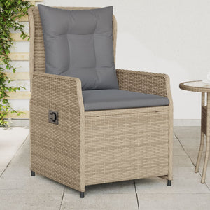 vidaXL Gartensessel 2 Stk. Verstellbar Beige Poly Rattan