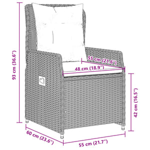 vidaXL Gartensessel 2 Stk. Verstellbar Hellgrau Poly Rattan