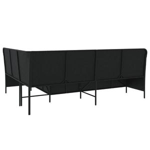 vidaXL Gartensofa in L-Form mit Kissen Schwarz Poly Rattan