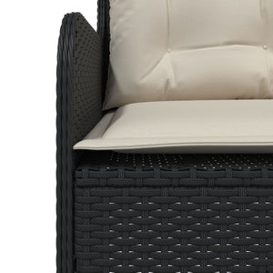 vidaXL Gartensofa in L-Form mit Kissen Schwarz Poly Rattan