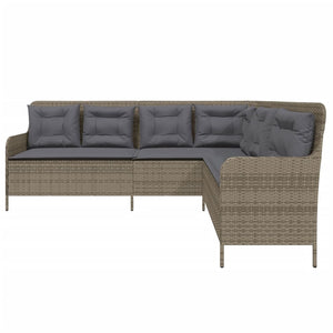 vidaXL Gartensofa in L-Form mit Kissen Grau Poly Rattan