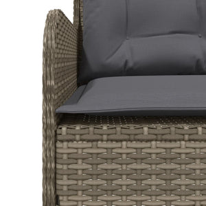 vidaXL Gartensofa in L-Form mit Kissen Grau Poly Rattan