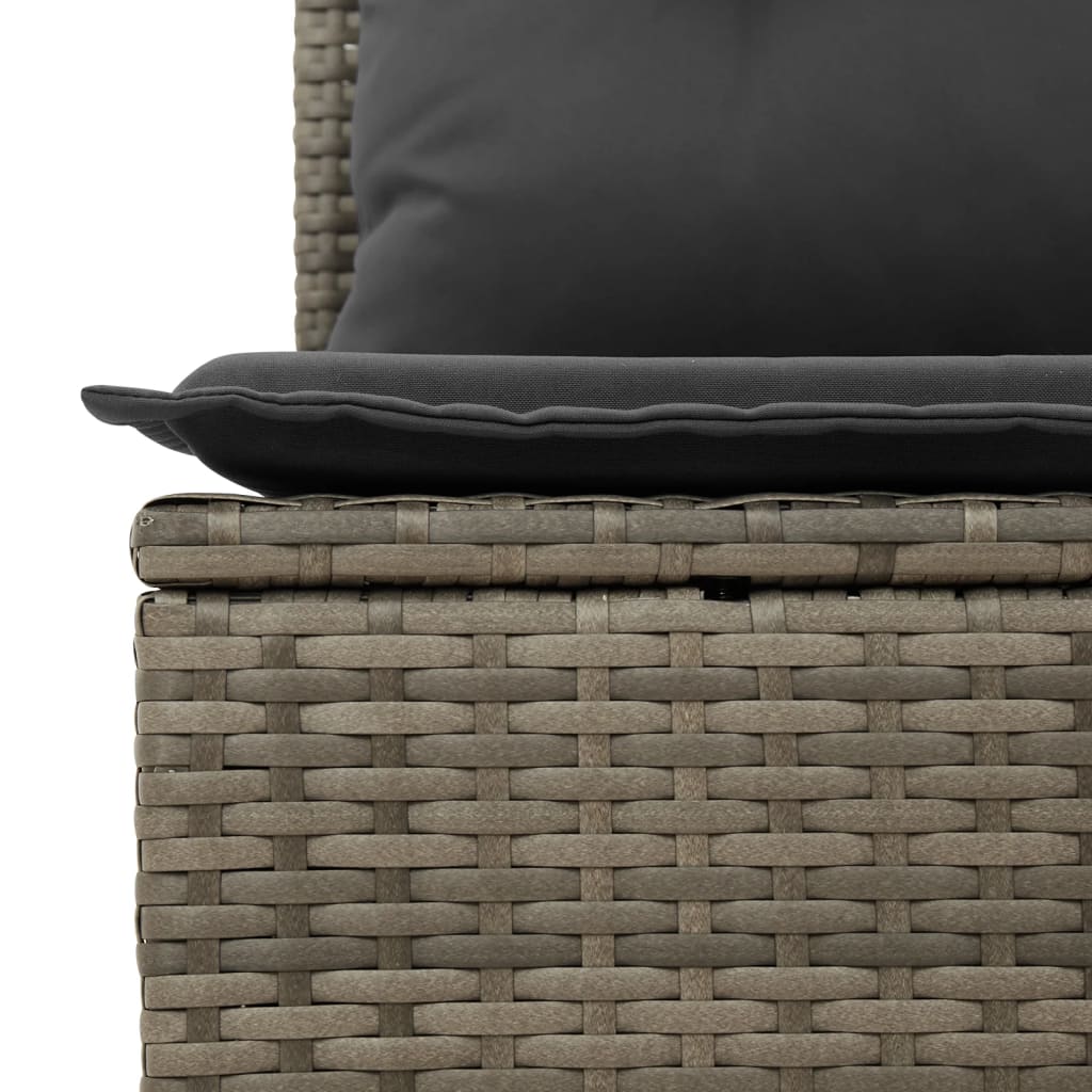 vidaXL 11-tlg. Garten-Sofagarnitur mit Kissen Hellgrau Poly Rattan