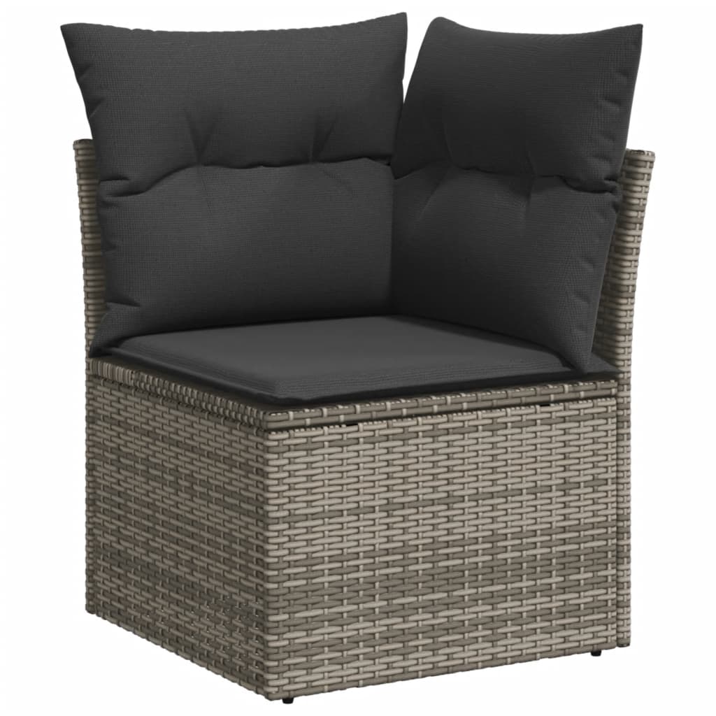 vidaXL 11-tlg. Garten-Sofagarnitur mit Kissen Hellgrau Poly Rattan