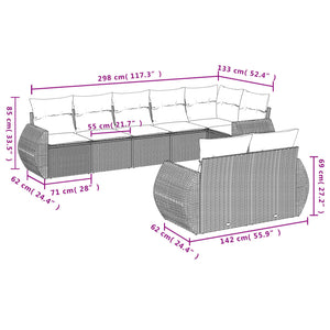 vidaXL 8-tlg. Garten-Sofagarnitur mit Kissen Beige Poly Rattan