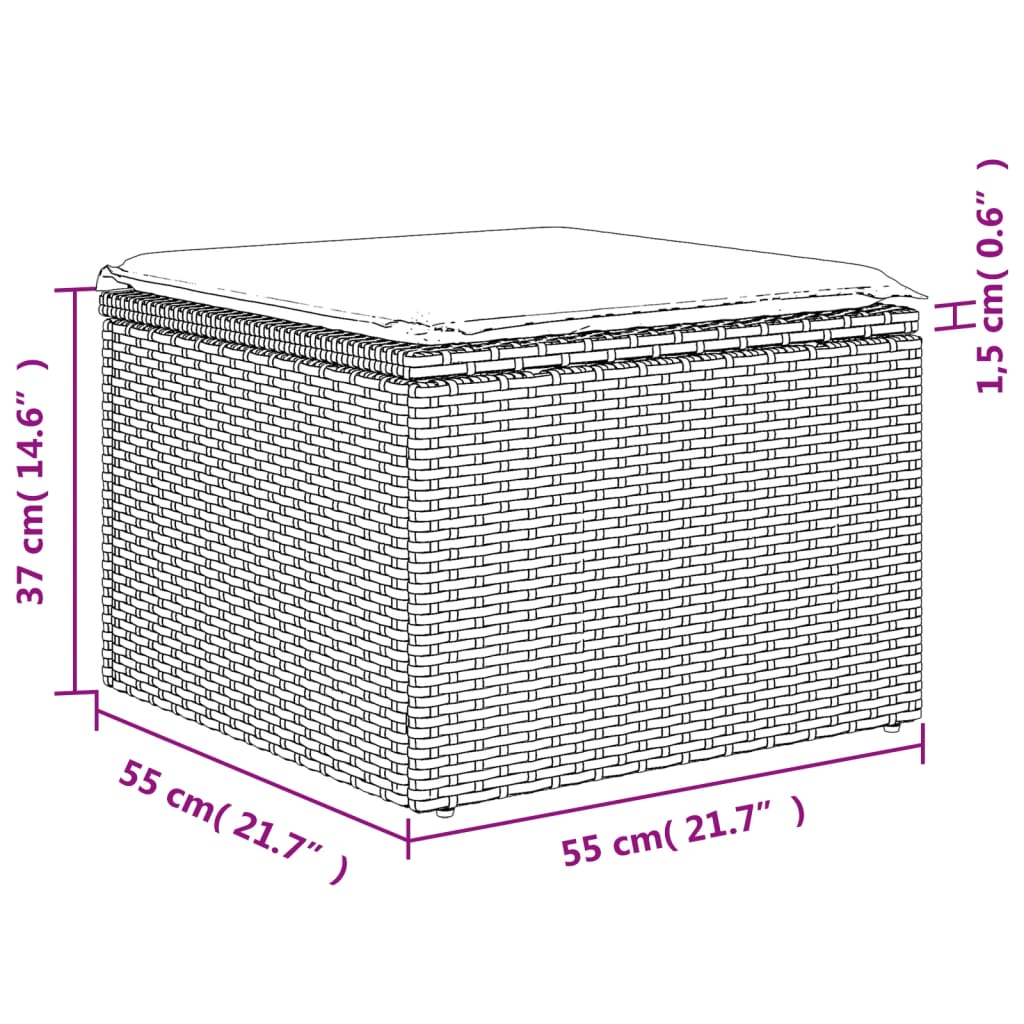 vidaXL 8-tlg. Garten-Sofagarnitur mit Kissen Hellgrau Poly Rattan