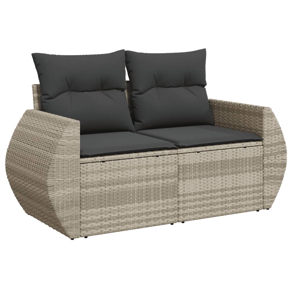 vidaXL 8-tlg. Garten-Sofagarnitur mit Kissen Hellgrau Poly Rattan