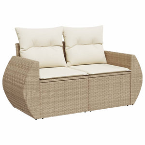 vidaXL 6-tlg. Garten-Sofagarnitur mit Kissen Beige Poly Rattan