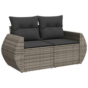 6-tlg. Garten-Sofagarnitur mit Kissen Hellgrau Poly Rattan