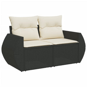 vidaXL 10-tlg. Garten-Sofagarnitur mit Kissen Schwarz Poly Rattan