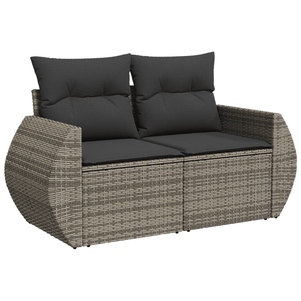 vidaXL 10-tlg. Garten-Sofagarnitur mit Kissen Grau Poly Rattan