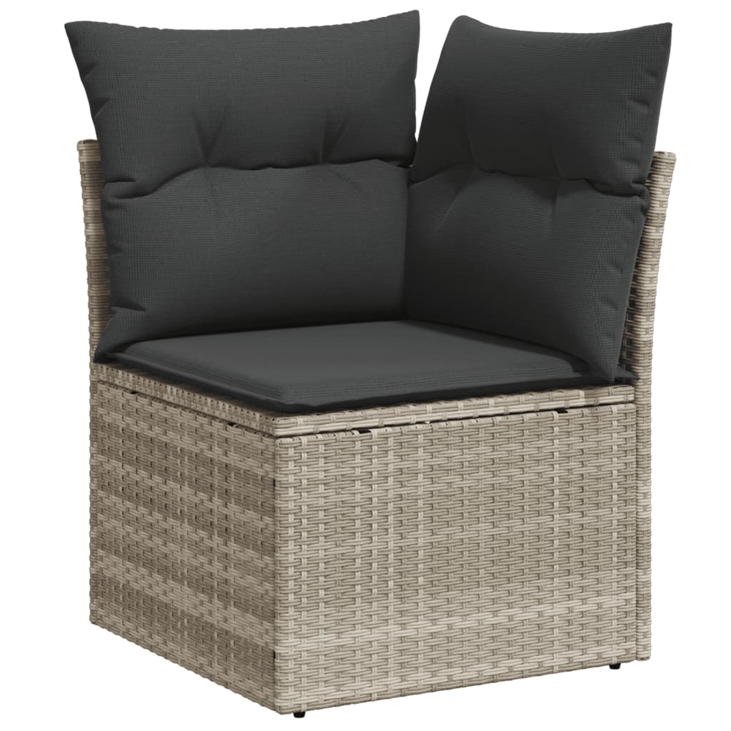 vidaXL 5-tlg. Garten-Sofagarnitur mit Kissen Hellgrau Poly Rattan