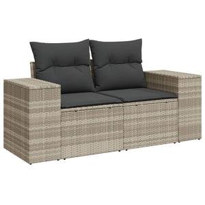 vidaXL 5-tlg. Garten-Sofagarnitur mit Kissen Hellgrau Poly Rattan