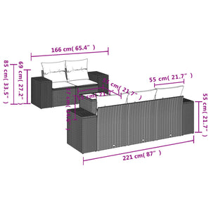 vidaXL 6-tlg. Garten-Sofagarnitur mit Kissen Grau Poly Rattan