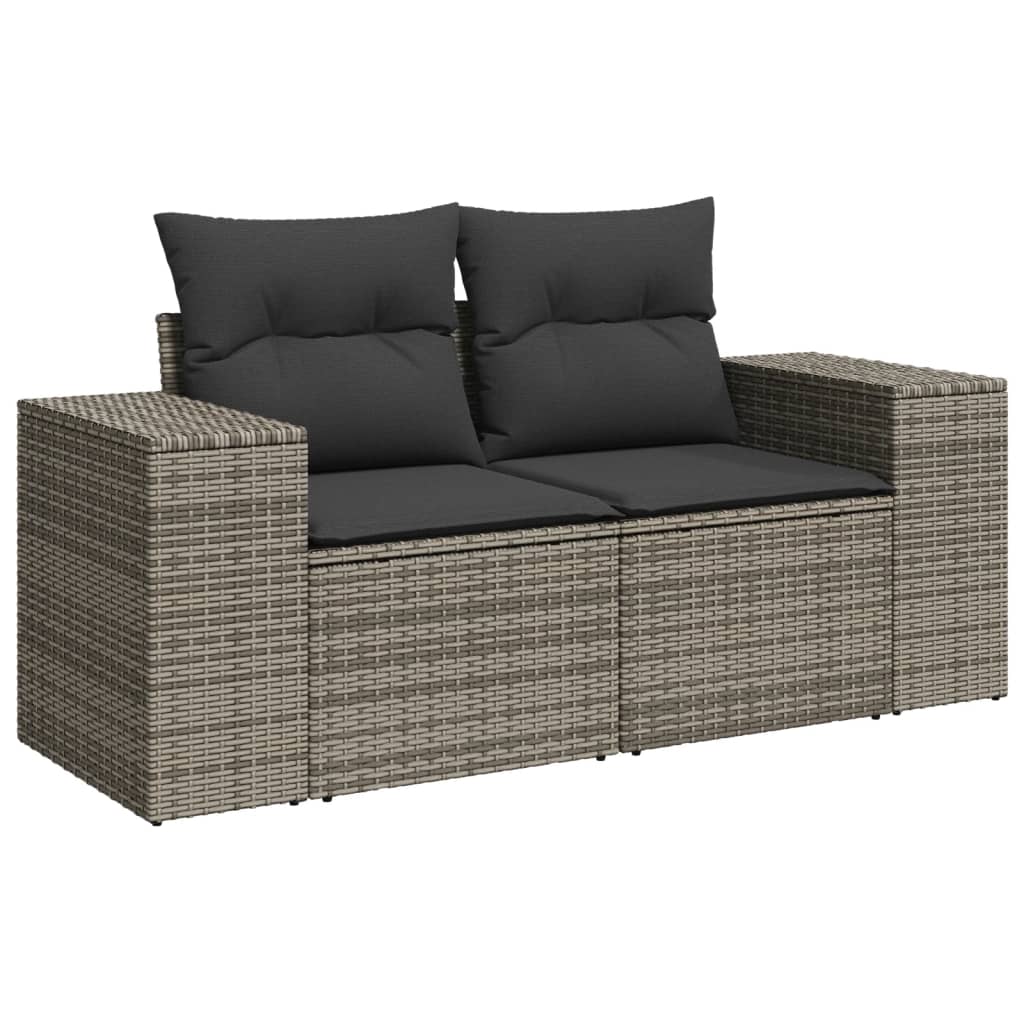 7-tlg. Garten-Sofagarnitur mit Kissen Grau Poly Rattan VIDAXL