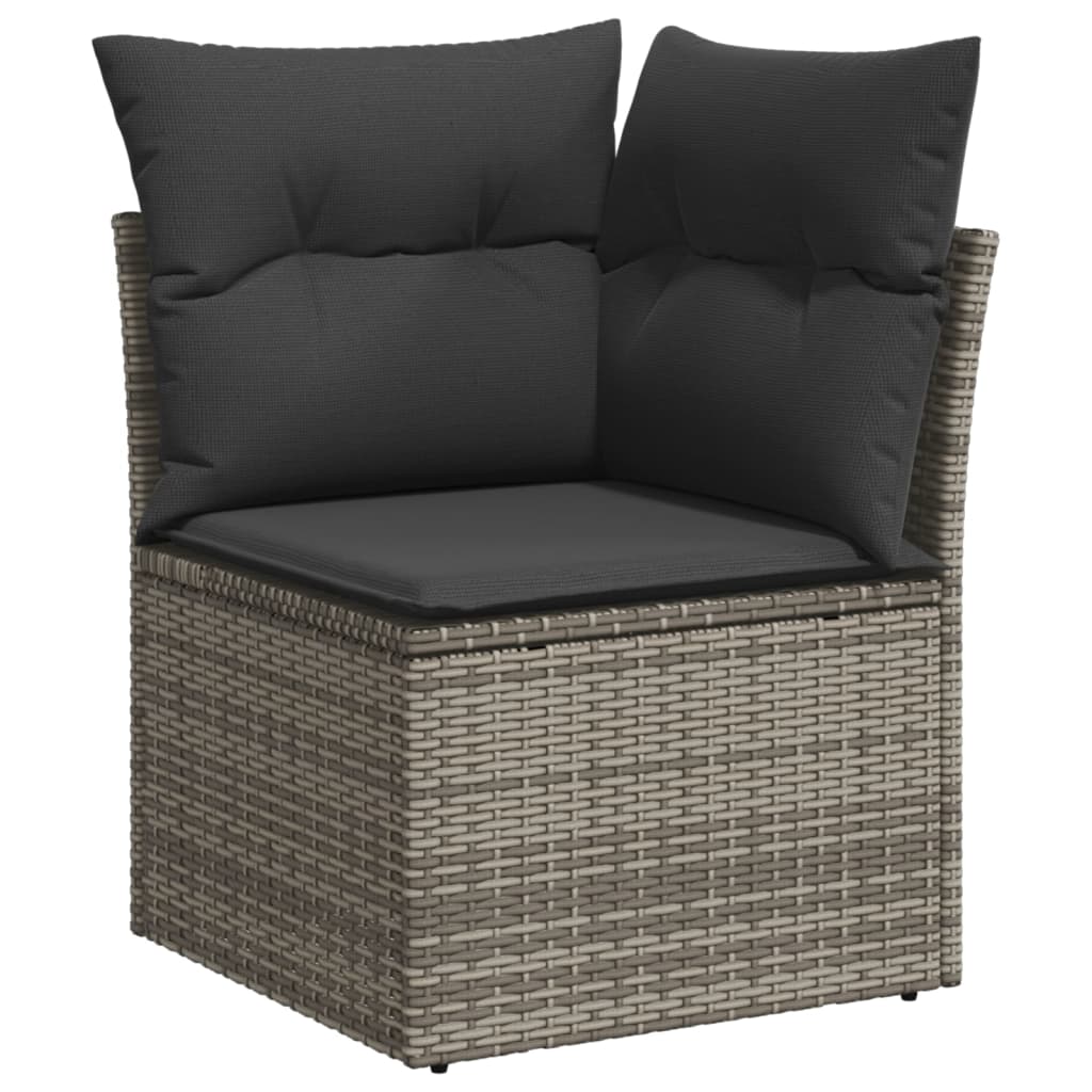 7-tlg. Garten-Sofagarnitur mit Kissen Grau Poly Rattan VIDAXL