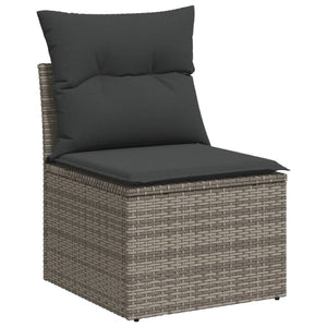 7-tlg. Garten-Sofagarnitur mit Kissen Grau Poly Rattan VIDAXL