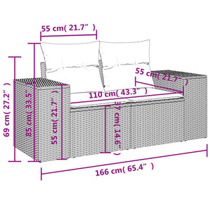 7-tlg. Garten-Sofagarnitur mit Kissen Grau Poly Rattan VIDAXL