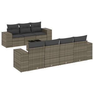 vidaXL 8-tlg. Garten-Sofagarnitur mit Kissen Grau Poly Rattan