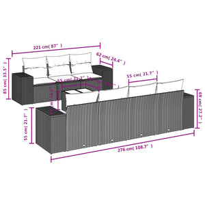 vidaXL 8-tlg. Garten-Sofagarnitur mit Kissen Grau Poly Rattan