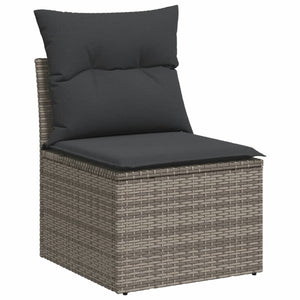 9-tlg. Garten-Sofagarnitur mit Kissen Grau Poly Rattan VIDAXL