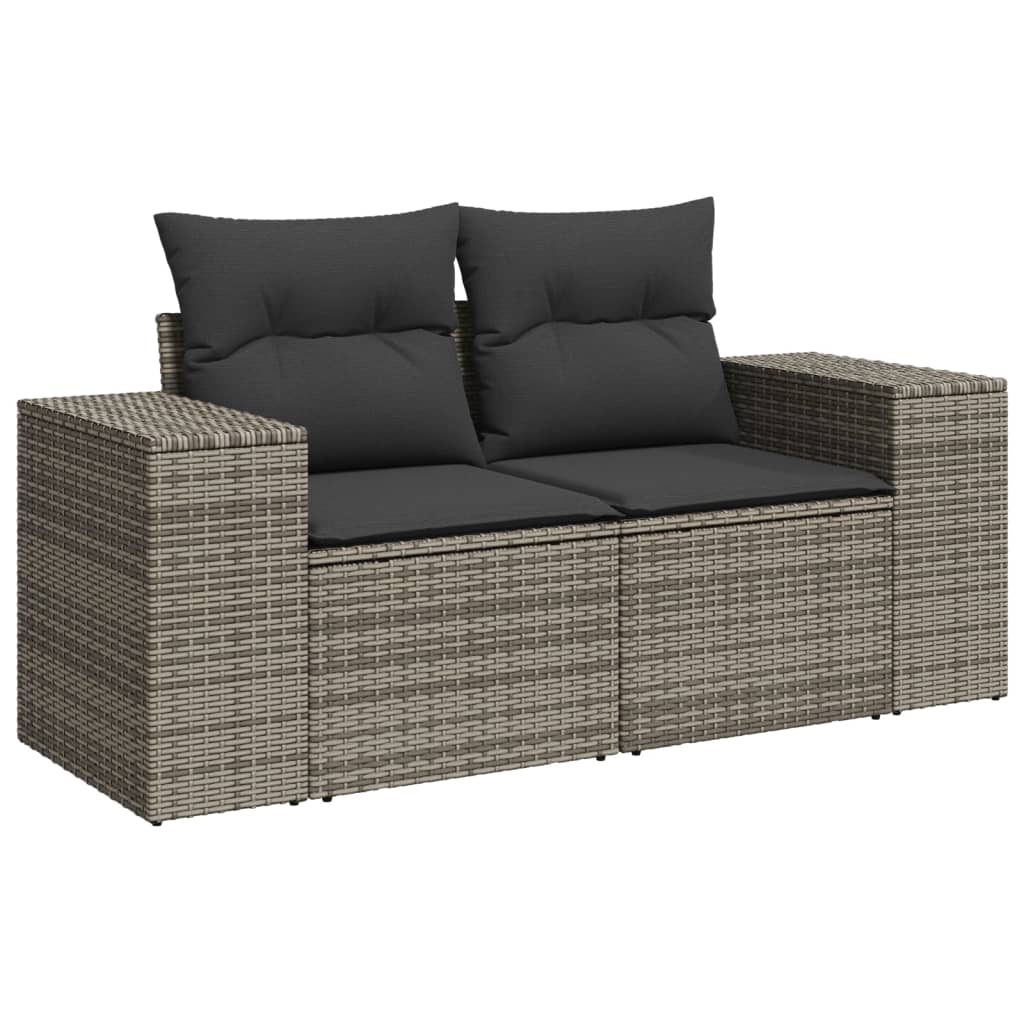 9-tlg. Garten-Sofagarnitur mit Kissen Grau Poly Rattan VIDAXL