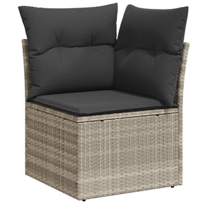 vidaXL 4-tlg. Garten-Sofagarnitur mit Kissen Hellgrau Poly Rattan