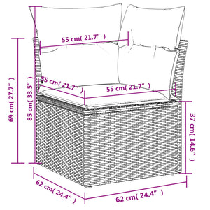 vidaXL 6-tlg. Garten-Sofagarnitur mit Kissen Hellgrau Poly Rattan