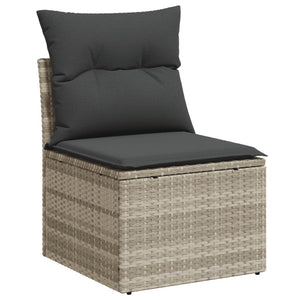 vidaXL 5-tlg. Garten-Sofagarnitur mit Kissen Hellgrau Poly Rattan