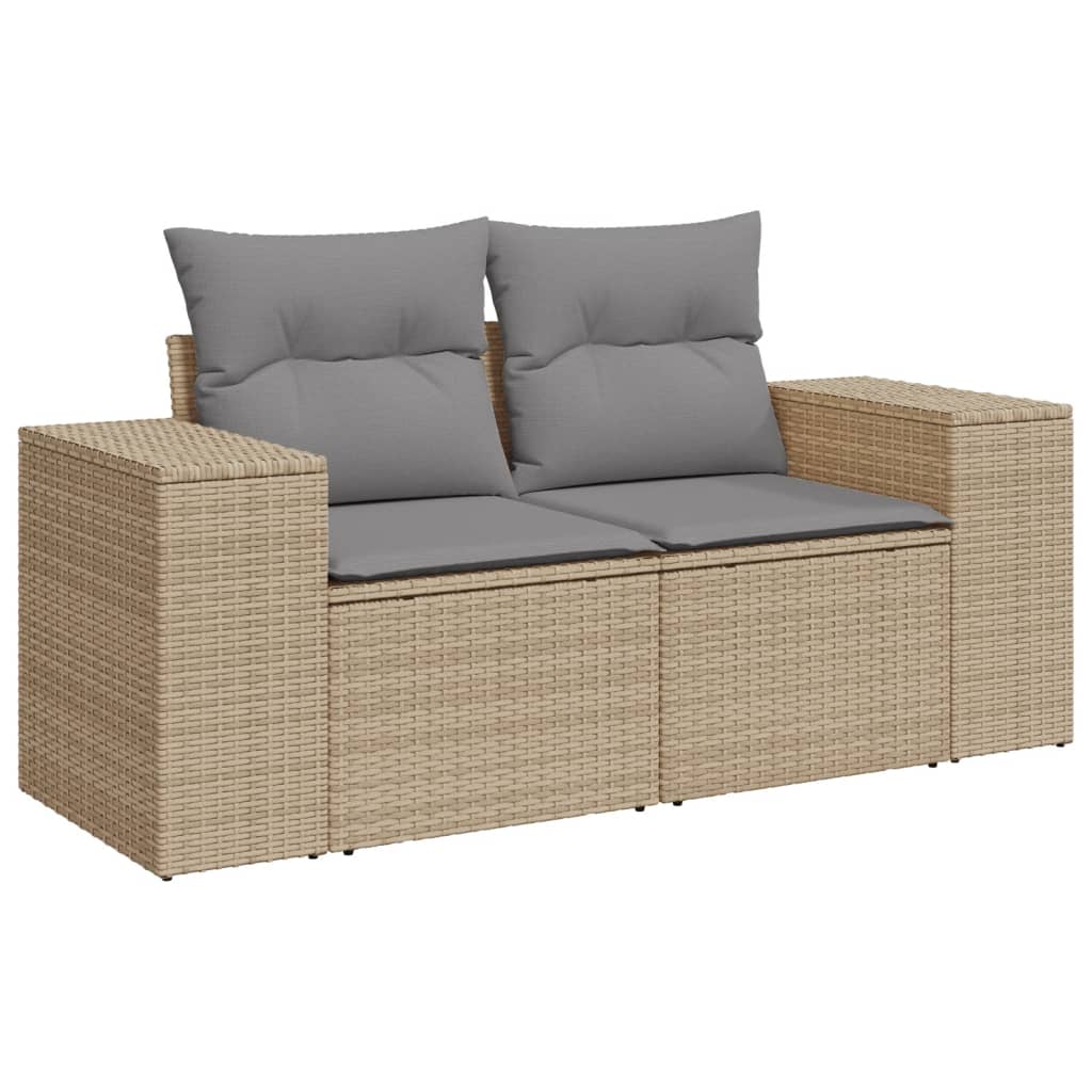 10-tlg. Garten-Sofagarnitur mit Kissen Beige Poly Rattan Stilecasa