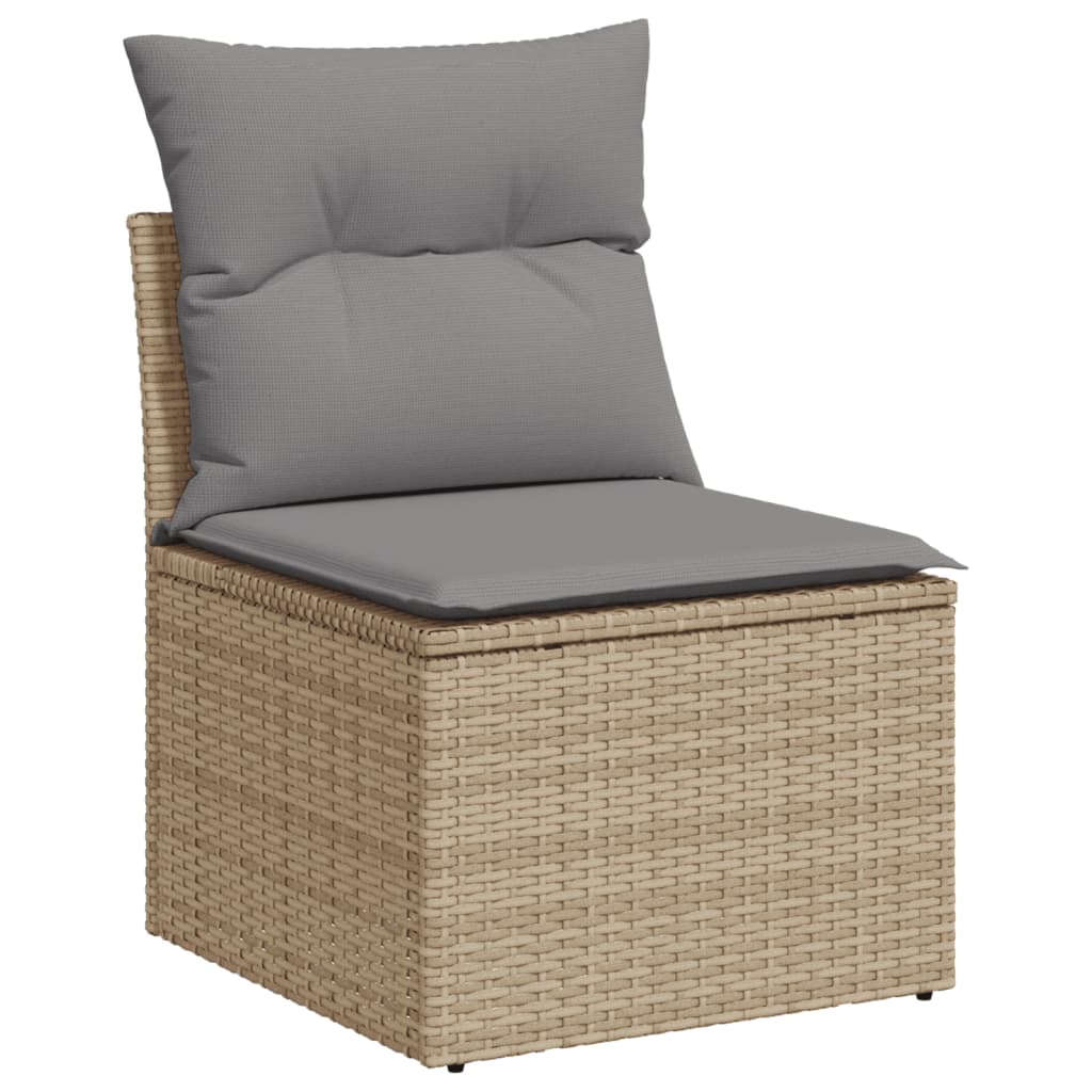 10-tlg. Garten-Sofagarnitur mit Kissen Beige Poly Rattan Stilecasa