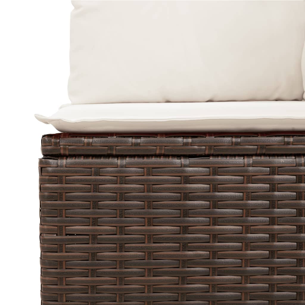 vidaXL 13-tlg. Garten-Sofagarnitur mit Kissen Braun Poly Rattan