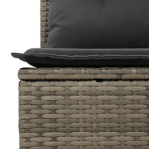 vidaXL 10-tlg. Garten-Sofagarnitur mit Kissen Hellgrau Poly Rattan