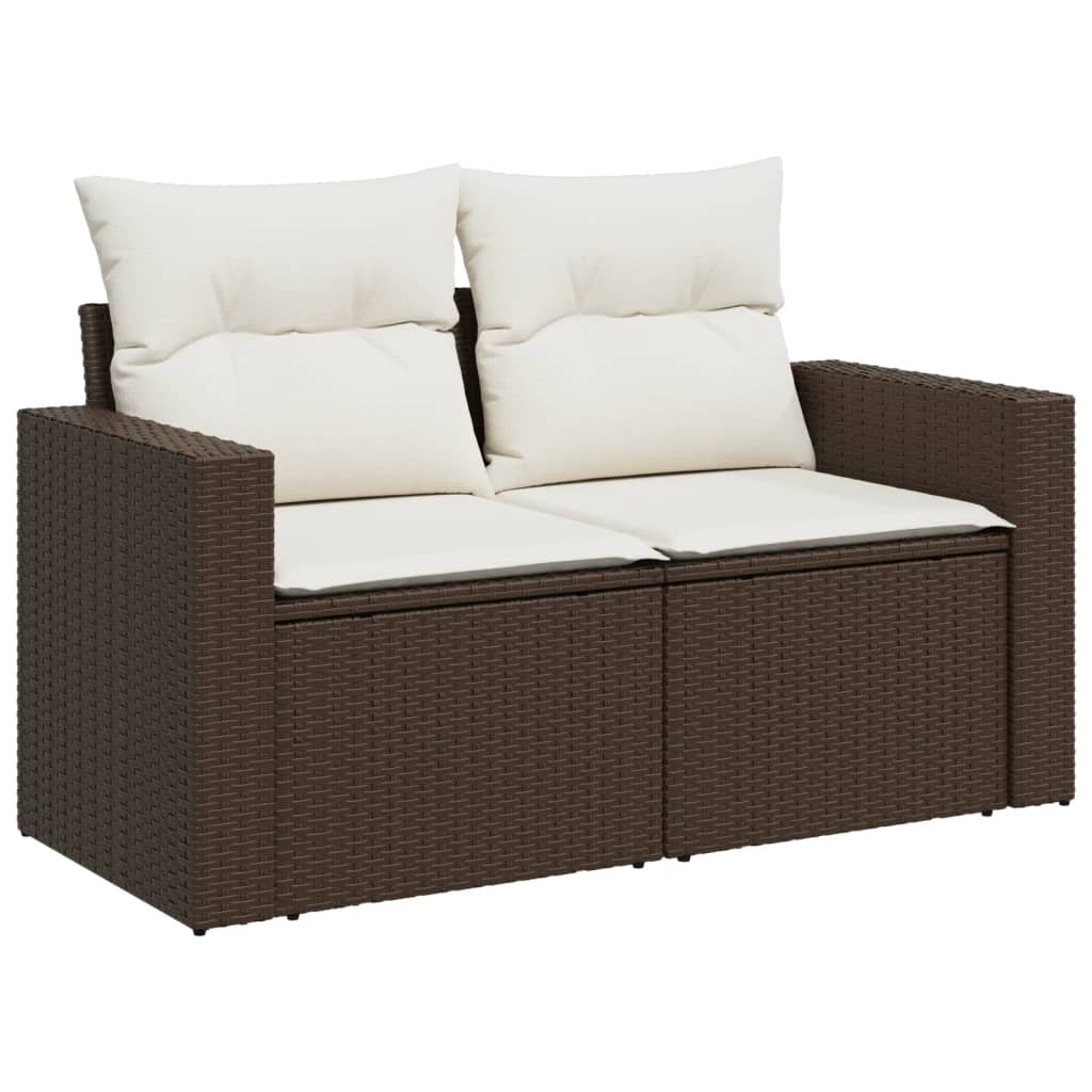 vidaXL 10-tlg. Garten-Sofagarnitur mit Kissen Braun Poly Rattan