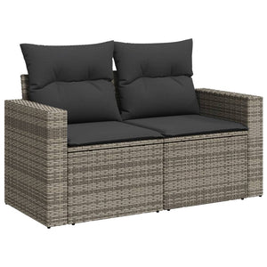 vidaXL 10-tlg. Garten-Sofagarnitur mit Kissen Hellgrau Poly Rattan