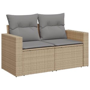 vidaXL 4-tlg. Garten-Sofagarnitur mit Kissen Beigemischung Poly Rattan