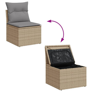 vidaXL 4-tlg. Garten-Sofagarnitur mit Kissen Beigemischung Poly Rattan