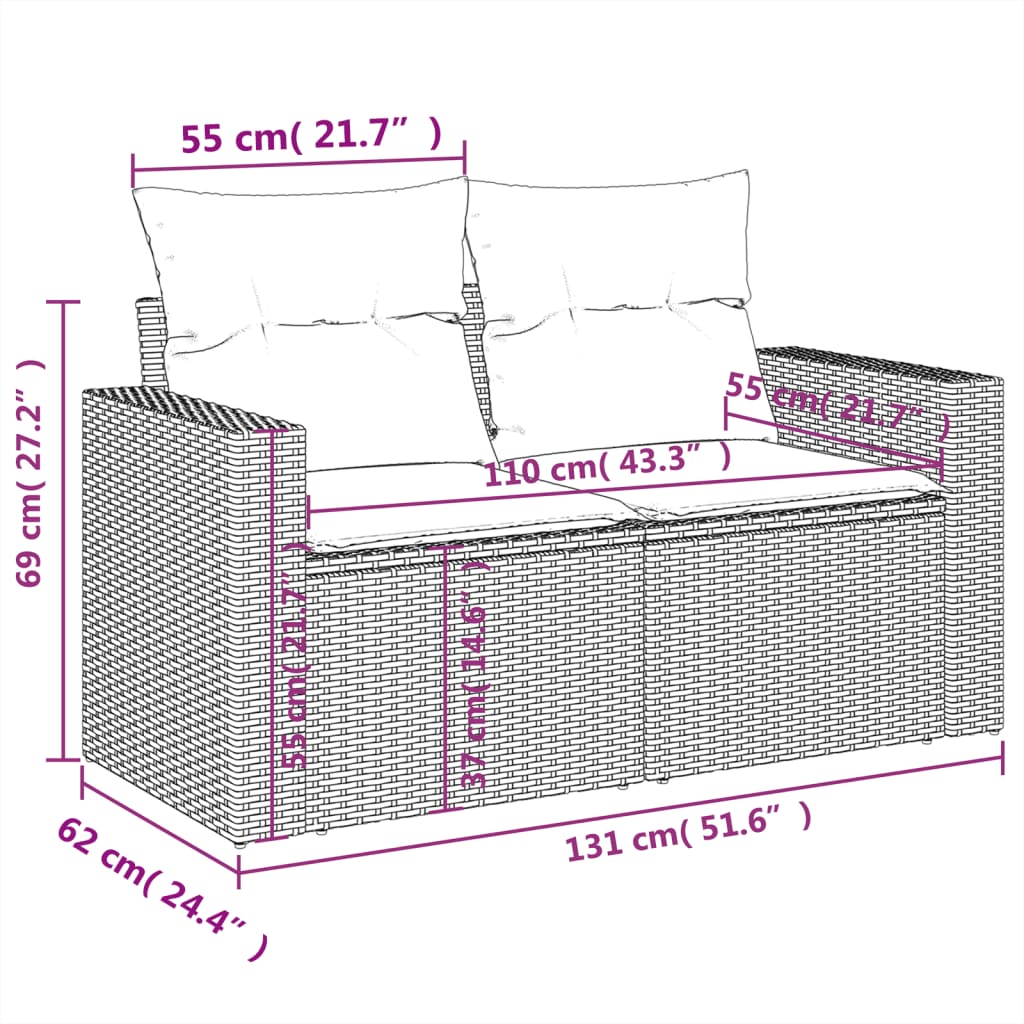 vidaXL 4-tlg. Garten-Sofagarnitur mit Kissen Beigemischung Poly Rattan