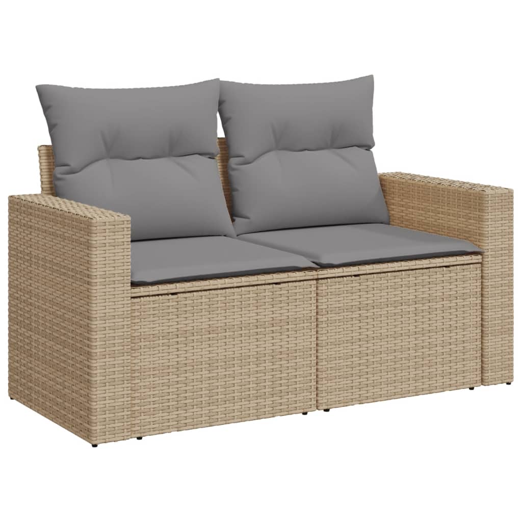 vidaXL 8-tlg. Garten-Sofagarnitur mit Kissen Beige Poly Rattan