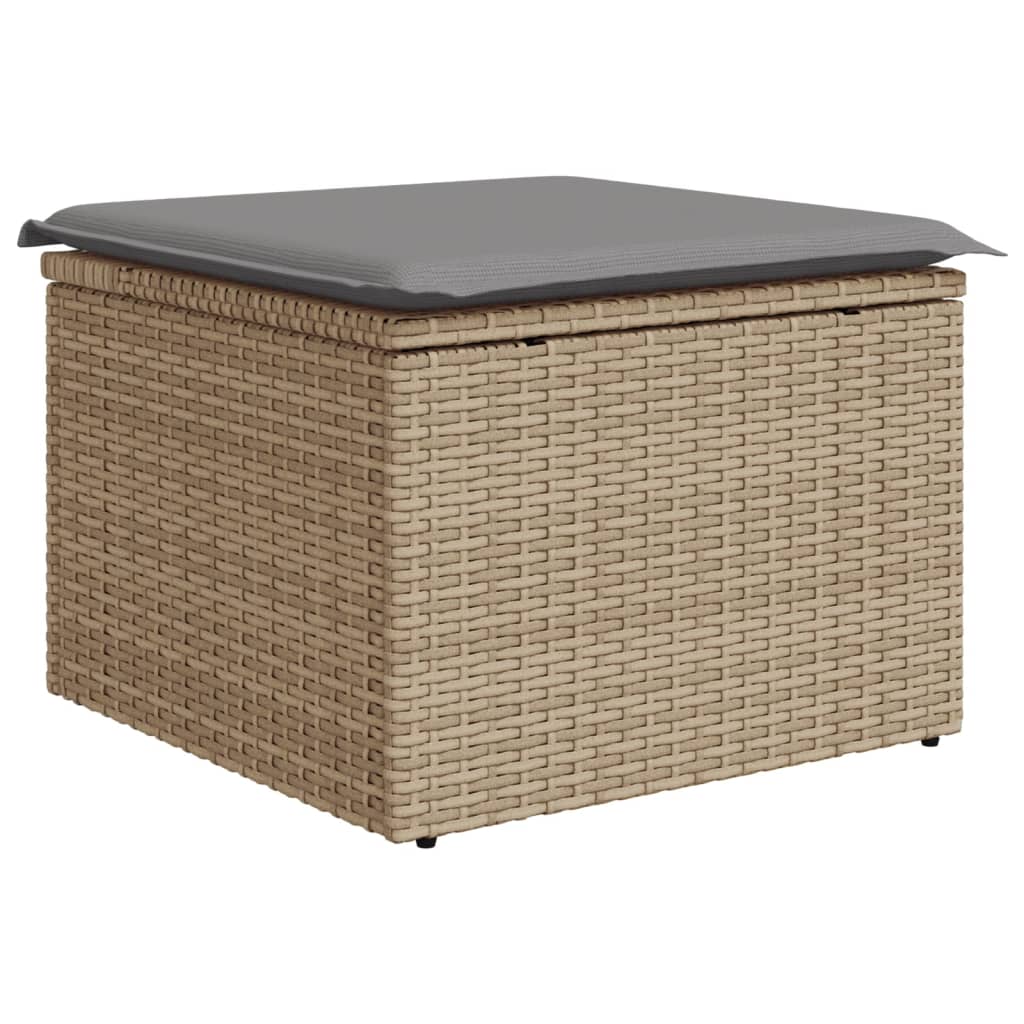 vidaXL 8-tlg. Garten-Sofagarnitur mit Kissen Beige Poly Rattan