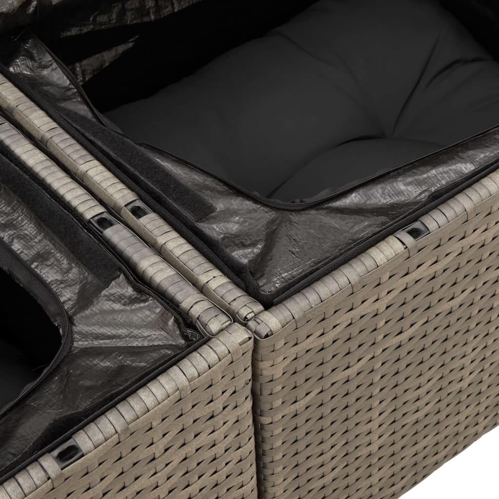 vidaXL 10-tlg. Garten-Sofagarnitur mit Kissen Grau Poly Rattan