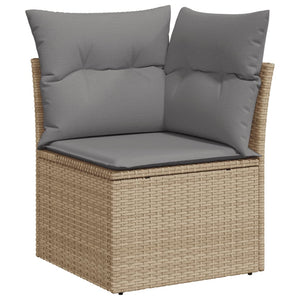 vidaXL 12-tlg. Garten-Sofagarnitur mit Kissen Beige Poly Rattan