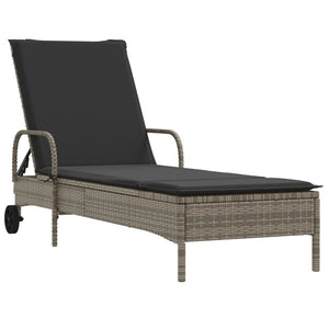 Sonnenliegen mit Auflagen 2 Stk. Grau Poly Rattan