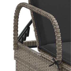 Sonnenliegen mit Auflagen 2 Stk. Grau Poly Rattan